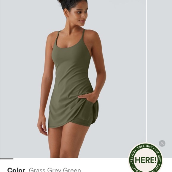 HALARA easy peasy backless dress in grass gray green - Picture 2 of 3